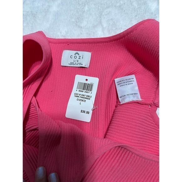 Cozi Knit Tank crop top pink Size L NWT Originally - Picture 3 of 4